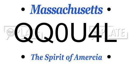 QQ0U4L Massachusetts License Plate