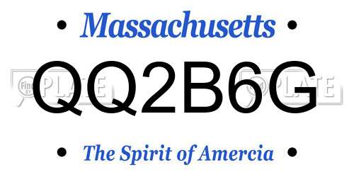 QQ2B6G Massachusetts License Plate