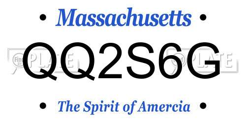 QQ2S6G Massachusetts License Plate
