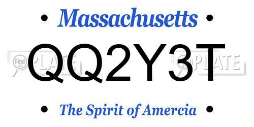 QQ2Y3T Massachusetts License Plate