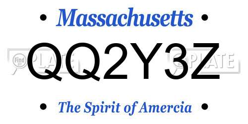 QQ2Y3Z Massachusetts License Plate