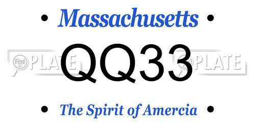QQ33 Massachusetts License Plate