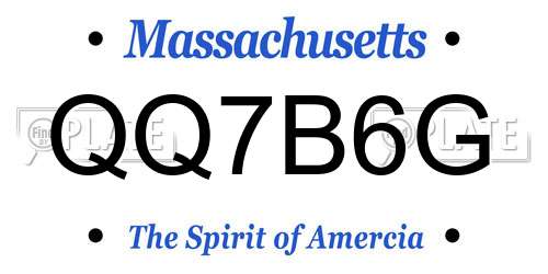 QQ7B6G Massachusetts License Plate