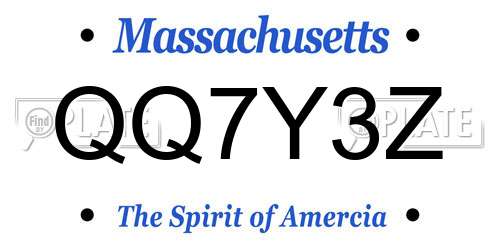QQ7Y3Z Massachusetts License Plate