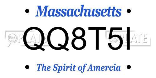 QQ8T5I Massachusetts License Plate