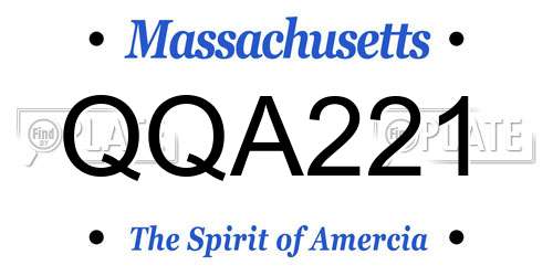 QQA221 Massachusetts License Plate
