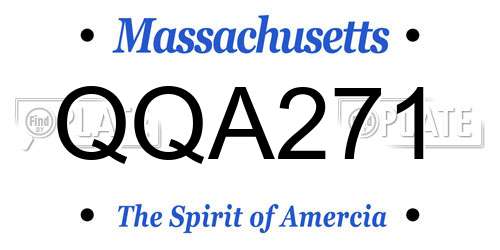 QQA271 Massachusetts License Plate