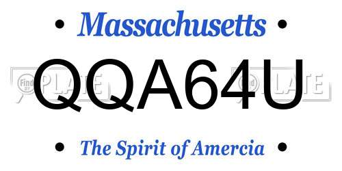 QQA64U Massachusetts License Plate