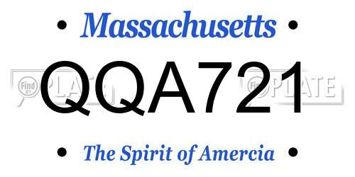 QQA721 Massachusetts License Plate