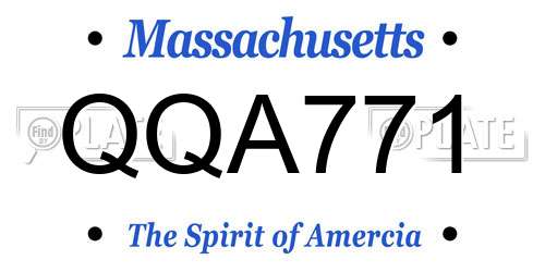 QQA771 Massachusetts License Plate