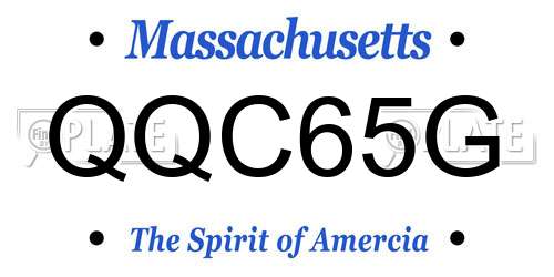 QQC65G Massachusetts License Plate
