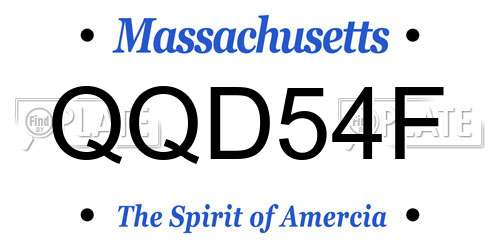 QQD54F Massachusetts License Plate