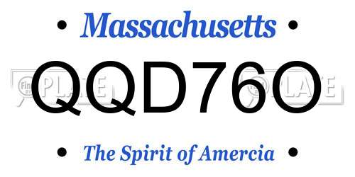 QQD76O Massachusetts License Plate