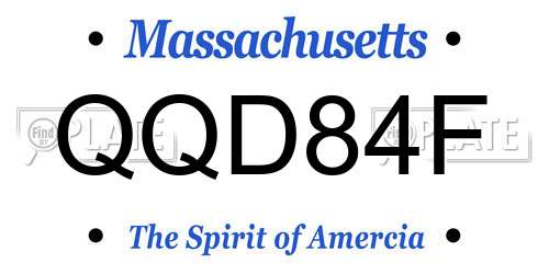 QQD84F Massachusetts License Plate