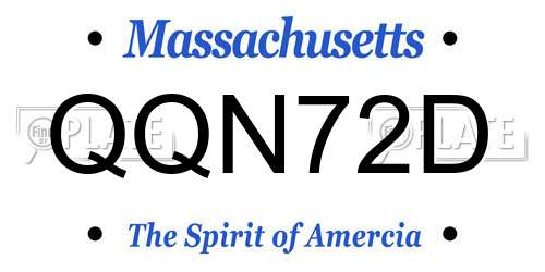 QQN72D Massachusetts License Plate