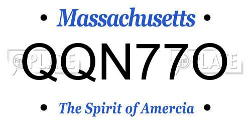 QQN77O Massachusetts License Plate