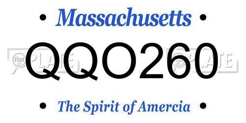 QQO260 Massachusetts License Plate