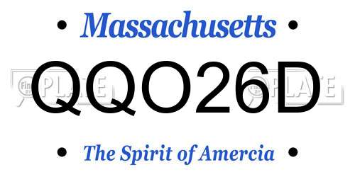 QQO26D Massachusetts License Plate