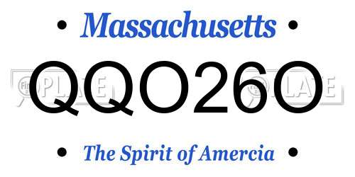 QQO26O Massachusetts License Plate