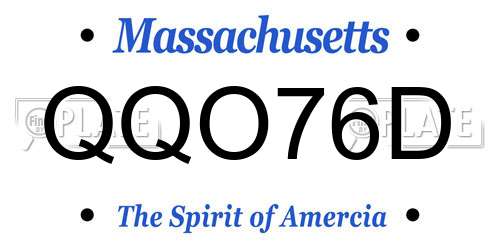 QQO76D Massachusetts License Plate