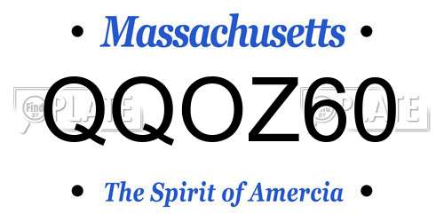 QQOZ60 Massachusetts License Plate