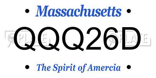 QQQ26D Massachusetts License Plate