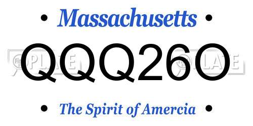 QQQ26O Massachusetts License Plate