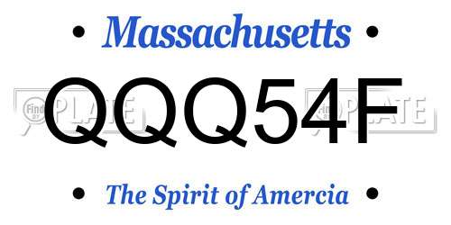 QQQ54F Massachusetts License Plate
