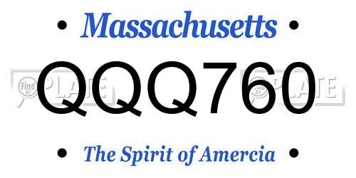 QQQ760 Massachusetts License Plate