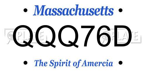 QQQ76D Massachusetts License Plate