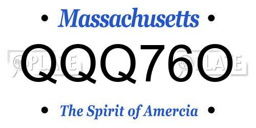 QQQ76O Massachusetts License Plate