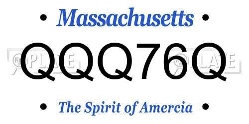 QQQ76Q Massachusetts License Plate