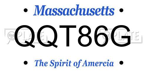 QQT86G Massachusetts License Plate