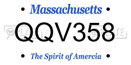 QQV358 Massachusetts License Plate
