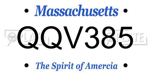 QQV385 Massachusetts License Plate