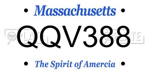 QQV388 Massachusetts License Plate