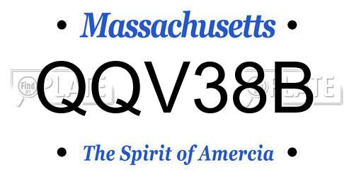 QQV38B Massachusetts License Plate