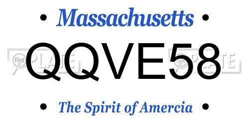 QQVE58 Massachusetts License Plate