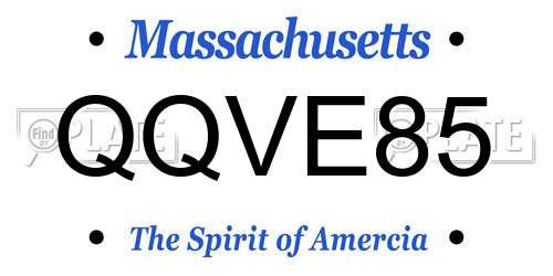 QQVE85 Massachusetts License Plate