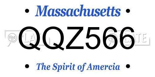 QQZ566 Massachusetts License Plate
