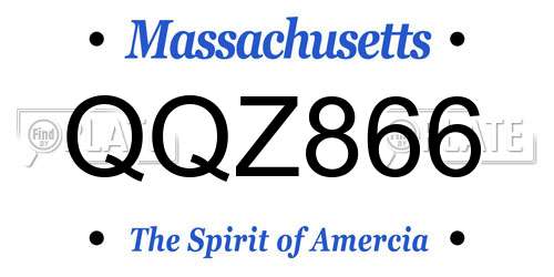 QQZ866 Massachusetts License Plate