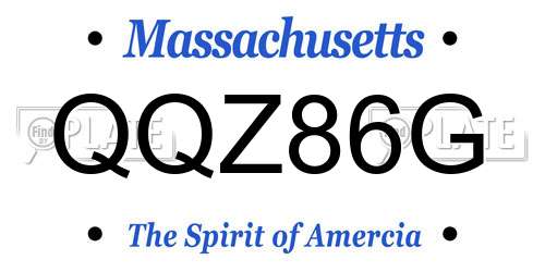 QQZ86G Massachusetts License Plate