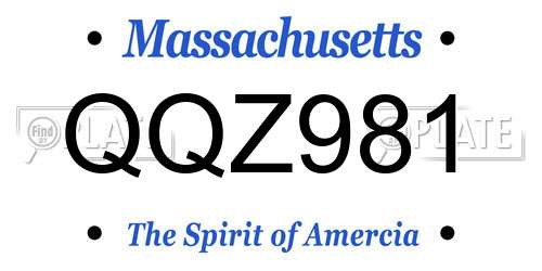 QQZ981 Massachusetts License Plate