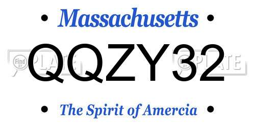QQZY32 Massachusetts License Plate