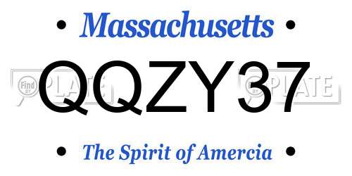 QQZY37 Massachusetts License Plate