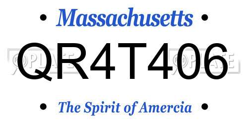 QR4T406 Massachusetts License Plate