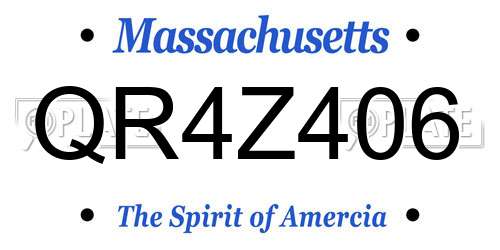 QR4Z406 Massachusetts License Plate