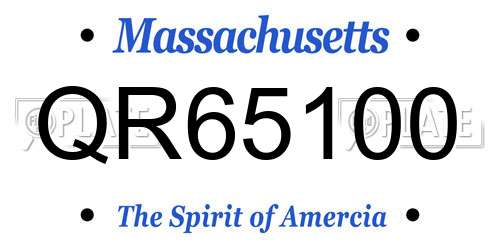 QR65100 Massachusetts License Plate