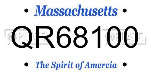 QR68100 Massachusetts License Plate