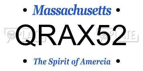 QRAX52 Massachusetts License Plate